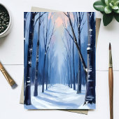 Kieferwald Winterwald Wasserfarben-Mal-Karte