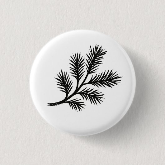 Kieferzweig – Winter-Tuschepinsel-Illustration auf Button (Vorderseite)