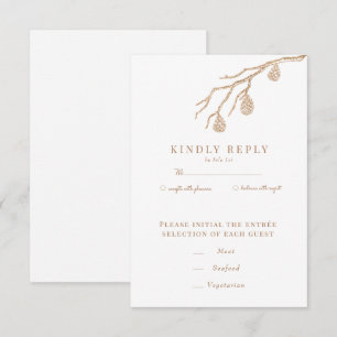 Kieferzweig Winterhochzeit im Wald RSVP Karte