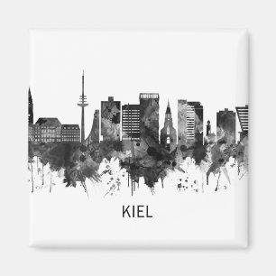 Kiel Deutschland Skyline BW Magnet