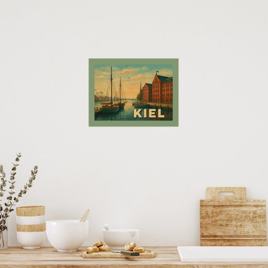 Kiel Deutschland Stadt Kunst Poster (Küche)