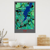 Kiel Stadtkarten Zentrum im Kontrast Poster (Küche)