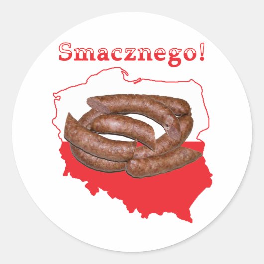 Kielbasa Smacznego Polnische Karte Runder Aufkleber (Vorderseite)