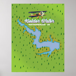 Kielder Water Northumberland UK Karte Poster