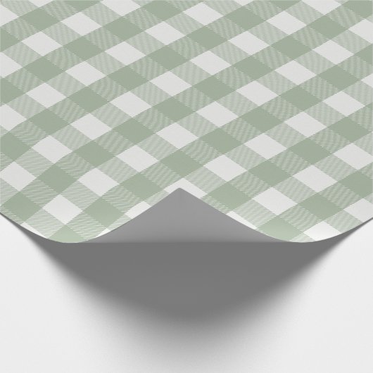 Kiennadellane-Gingham - Eukalyptus-Grün Geschenkpapier (Ecke)