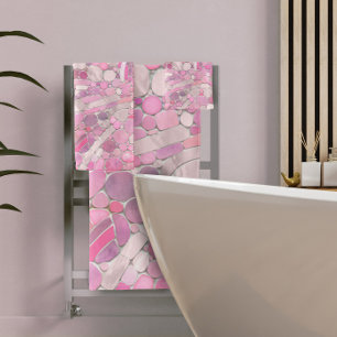 Kies Mosaik Kunst - Rosen Rosa Badhandtuch Set