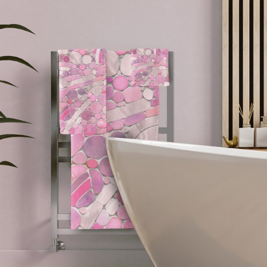 Kies Mosaik Kunst - Rosen Rosa Badhandtuch Set
