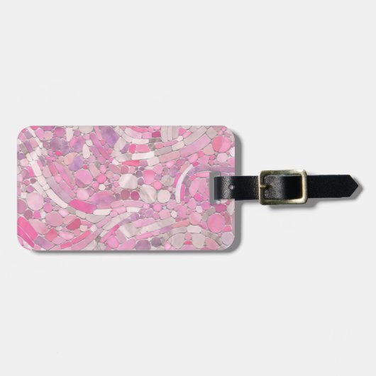 Kies Mosaik Kunst - Rosen Rosa Gepäckanhänger (Vorderseite horizontal)