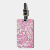 Kies Mosaik Kunst - Rosen Rosa Gepäckanhänger (Vorderseite vertikal)
