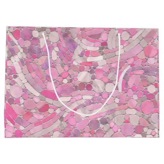 Kies Mosaik Kunst - Rosen Rosa Große Geschenktüte (Rückseite)