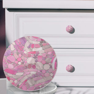 Kies Mosaik Kunst - Rosen Rosa Keramikknauf