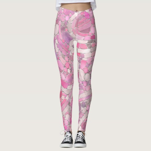 Kies Mosaik Kunst - Rosen Rosa Leggings (Vorderseite)