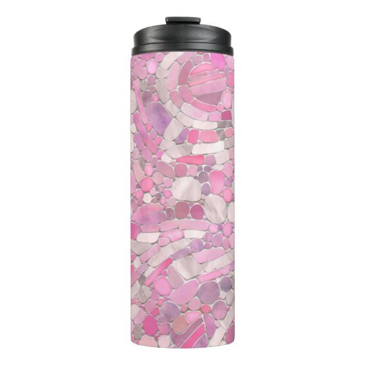 Kies Mosaik Kunst - Rosen Rosa Thermosbecher (Vorderseite)