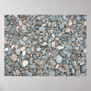 Kiesel am Ufer des Flusses Poster