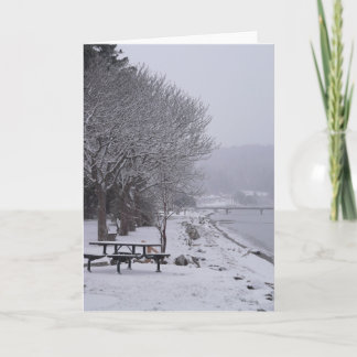 Kiesel Beach Winter Szene 2 Feiertagskarte