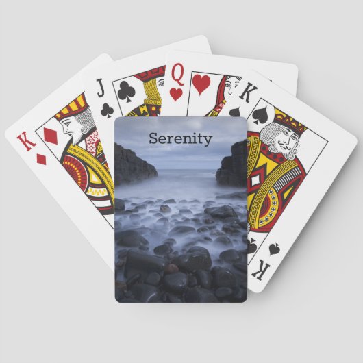 Kiesel und Felsen entlang der Küste des Ozeans Spielkarten (Rückseite)