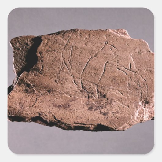 Kieselstein, der einen Mann darstellt, der von ein Quadratischer Aufkleber (Vorderseite)