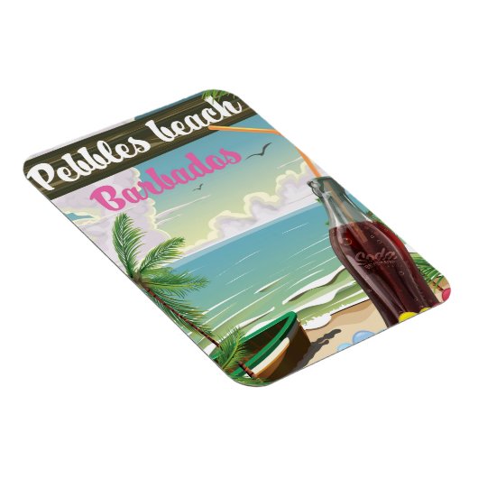 Kiesstrand Barbados Vintages Reiseplakat Magnet (Rechte Seite)