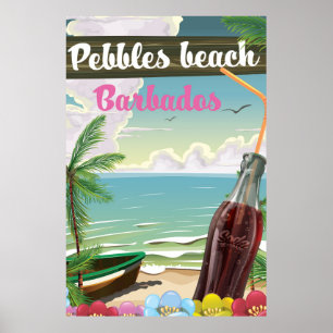Kiesstrand Barbados Vintages Reiseplakat Poster