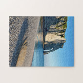 Kiesstrand und Klippe von Etretat in Frankreich Po Puzzle (Horizontal)