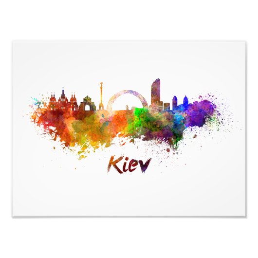 Kiew skyline im Watercolor Fotodruck (Vorne)