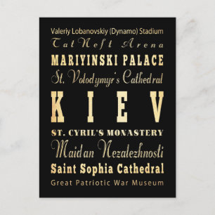 Kiew Stadt Ukraine Typografie Kunst Postkarte
