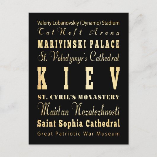 Kiew Stadt Ukraine Typografie Kunst Postkarte (Vorderseite)