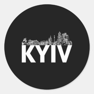 Kiew Ukraine Europa Stadt Skyline Silhouette Umris Runder Aufkleber