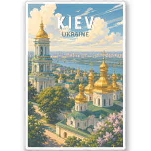 Kiew Ukraine Illustration Reise Kunst Vintage Aufkleber