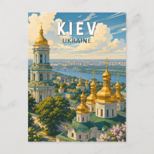 Kiew Ukraine Illustration Reise Kunst Vintage Postkarte