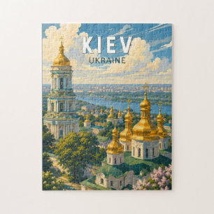 Kiew Ukraine Illustration Reise Kunst Vintage Puzzle
