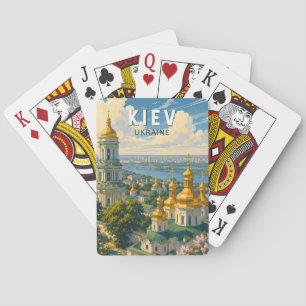 Kiew Ukraine Illustration Reise Kunst Vintage Spielkarten