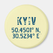 Kiew Ukraine Latitude & Longitude beunruhigt Magnet (Vorne)