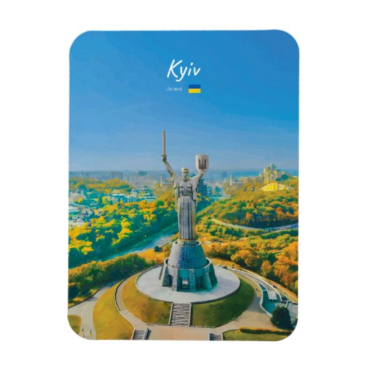 Kiew, Ukraine - Mutter-Ukraine-Denkmal abgerundet Magnet (Vertikal)