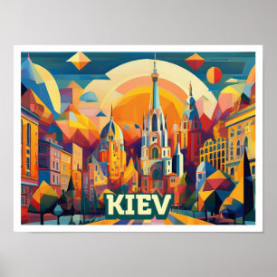 Kiew Ukraine Reise künstlerisch farbenfroh Poster
