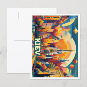 Kiew Ukraine Reise künstlerisch farbenfroh Postkarte
