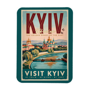 Kiew Ukraine Skyline Illustration Reise Kunst Retr Magnet