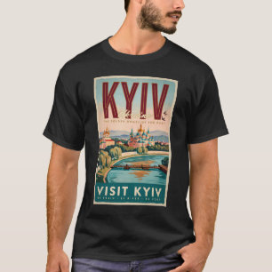 Kiew Ukraine Skyline Illustration Reise Kunst Retr T-Shirt