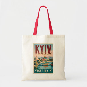 Kiew Ukraine Skyline Illustration Reise Kunst Retr Tragetasche