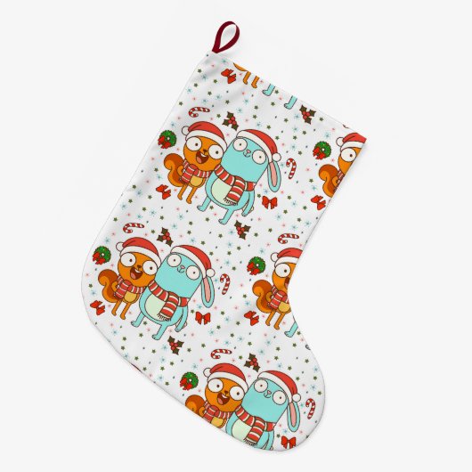 Kiff and Barry Holiday Großer Weihnachtsstrumpf (Vorderansicht (hängend))