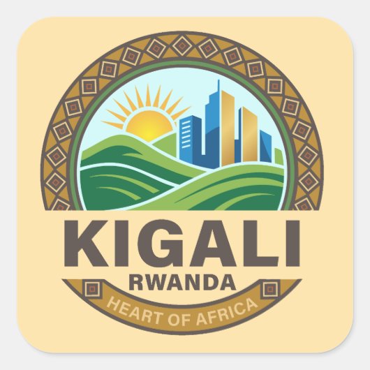 Kigali Ruanda Afrika Quadratischer Aufkleber (Vorderseite)