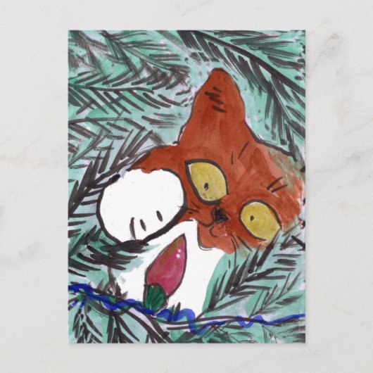 Kiiten wird durch Weihnachtsbaum-Lichter Feiertagspostkarte (Vorderseite)