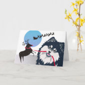 KIITOS SANTA - Finnische Lapphund PERSONALIZE Card Karte (Gelbe Blume)