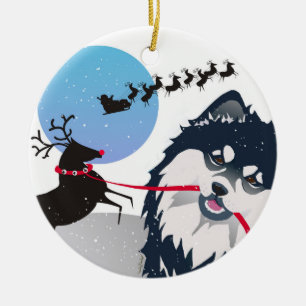 KIITOS SANTA - Finnischer Lapphund Porzellan Ornam Keramik Ornament