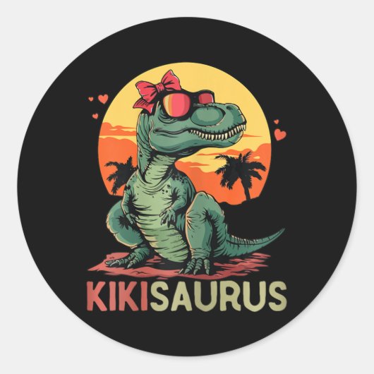 Kikisaurus Dino Dinosaur Kiki-saurus T-rex Mutter' Runder Aufkleber (Vorderseite)