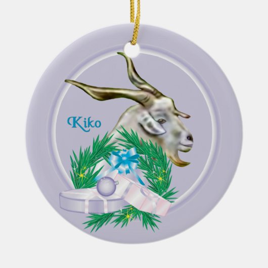 Kiko Goat Wreath Keramikornament (Vorne)