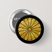 Kiku Chrysanthemum Mon Imitats Gold auf schwarz Button (Vorne & Hinten)