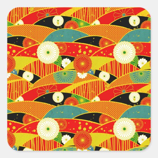 Kiku und Ougi Quadratischer Aufkleber (Vorderseite)