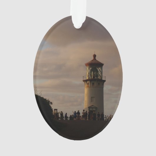 Kilauea Leuchtturm in der Abenddämmerung zu Weihna Ornament (Rückseite)