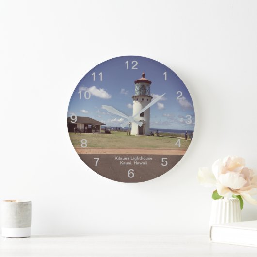 Kilauea Lighthouse Große Wanduhr (Zuhause)